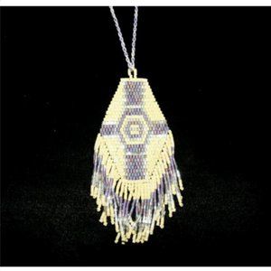 Fashion Beaded Necklace Purple Beige Fringe Boho